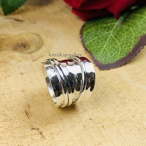 Spinner Ring, 925 Sterling Silver, Meditation Ring, Silver Band Ring, Anxiety Ring, Fidget Ring, Women Ring, Boho Ring, Silver Spinner Ring