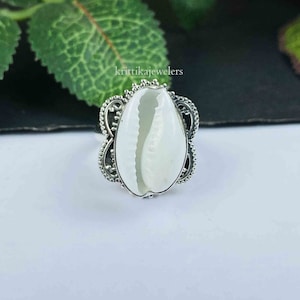 Cowrie Ring,925 Sterling Silver,Cowrie Shell Ring,Statement Ring,Bohemian Ring,Cowrie Mermaid Ring,Seashell Ring,Gift For Her, Handmade Ring