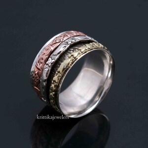 Handmade Sterling Silver Spinner Ring: Boho Meditation Band