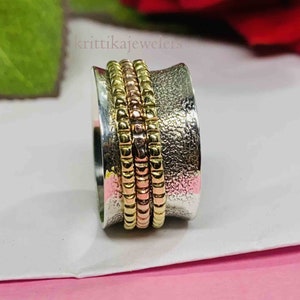 Handmade Sterling Silver Spinner Ring: Boho Fidget Anxiety Ring