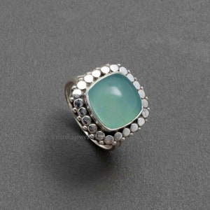 Aqua Chalcedony Ring, 925 Sterling silver Ring, Statement Ring, Natural Aqua Chalcedony Silver Ring, Handmade Ring, Gift for Christmas
