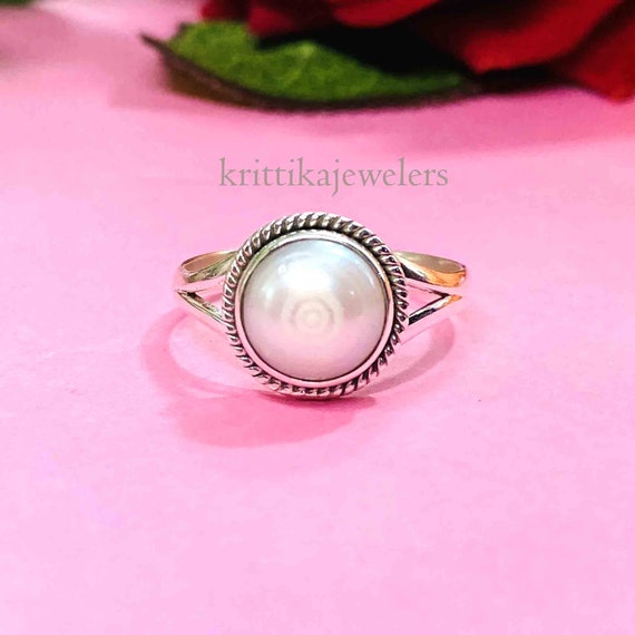Pearl Ring, 925 Solid Sterling Silver Ring, Pearl Silver