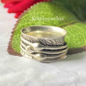 Spinner Ring, 925 Sterling Silver, Multi Spinning Ring, Silver Band Ring, Meditation Ring, Anxiety Ring, Fidget Ring, Gift For Christmas