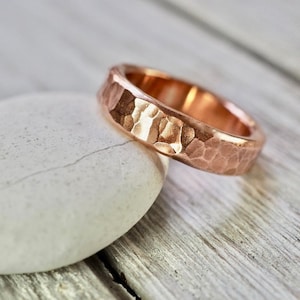 Pure Copper Band, Copper Ring, Hammered Copper Ring, Wide Band, Mens Band Ring, Women Ring, Handmade Ring, Boho Ring, Gift For Christmas