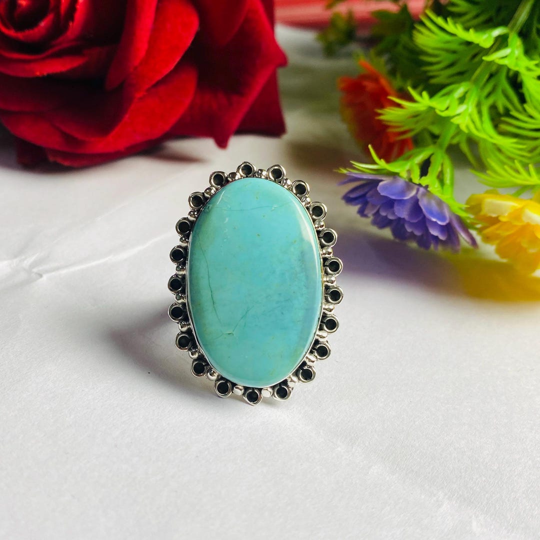 Anello in opale rosa, anello in argento sterling 925, anello con pietra ovale, anello con pietra preziosa rosa, anello boho, anello importante, anello fatto a mano, anello di cristallo - Italia