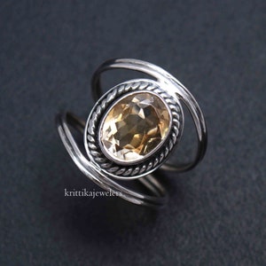 Citrine Ring, 925 Sterling Silver, Citrine Sterling Silver Ring, Handmade Ring, Statement Ring, Women Ring, November Birthstone,Gift For Her