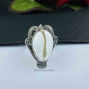 Cowrie Ring, Cowrie Shell Ring, 925 Silver Ring, Statement Ring, Women Ring, Dainty Ring, Natural Shell,Gemstone Ring,Boho Ring,Gift For Her