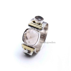 Handmade Smoky Quartz Statement Ring: 925 Sterling Silver Boho Jewelry