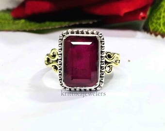 Ruby Ring, 925 Sterling Silver, Statement Ring, Red Ruby Ring, Gemstone Ring, Handmade Ring, Women Ring, Dainty Ring, Gift For Christmas