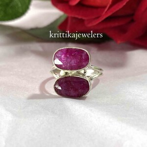 Handmade Ruby Ring: 925 Sterling Silver Boho Statement Ring