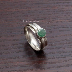 Emerald Ring, Spinner Ring, Boho Ring, Wedding Ring, Fidget Ring, Gift For Her, Handmade Ring, 925 Silver Ring, Women Ring, Thumb Ring,