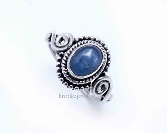 Kyanite Ring, 925 Sterling Silver, Kyanite Jewelry, Oval Ring, Blue Stone Ring, Statement Ring, Dainty Ring, Handmade Ring, Christmas Gift,