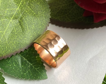 Handmade Hammered Copper Ring: Wide Boho Band