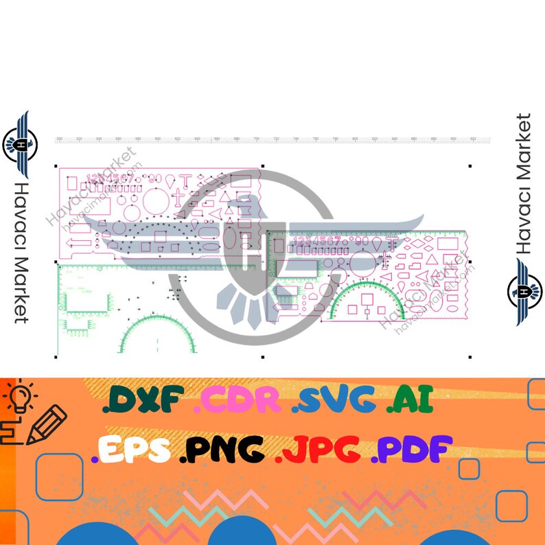 RULER Stencil Universal Template Rectangle Ruler Vector Laser Cut Dxf ...