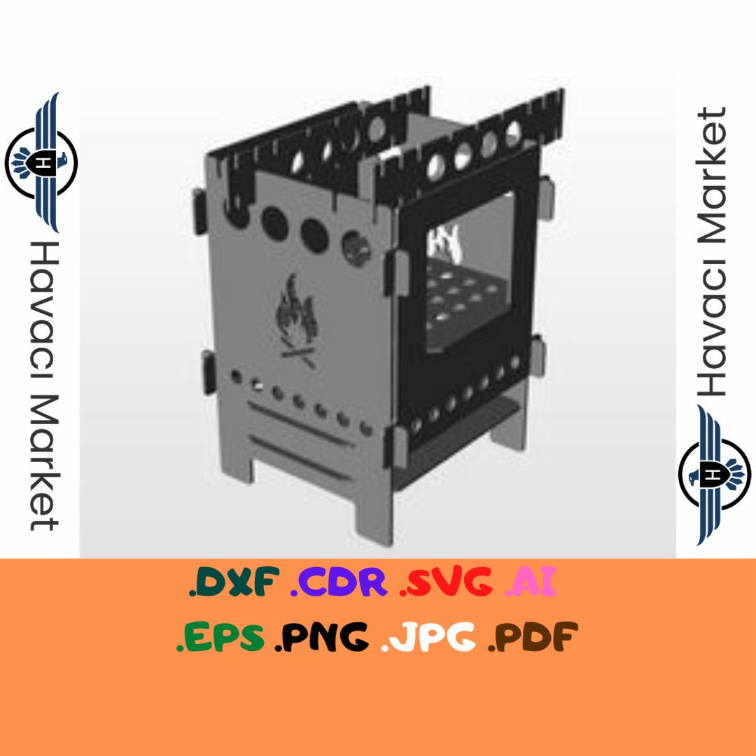 Fire Box Laser Cut Folding Firebox Stove Patterns CDR Vectors Art Laser