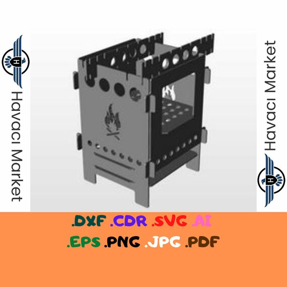 Fire Box Laser Cut Folding Firebox Stove Patterns CDR Vectors Etsy
