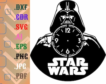 Star Wars Darth Vader-klocka, laserskurna filer (digital nedladdning)