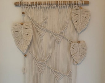 Leaf branch macrame wall hanging