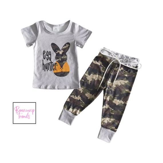 Boys EASTER SHIRT, Army PANTS, Easter Squad Shirt, Short Sleeve