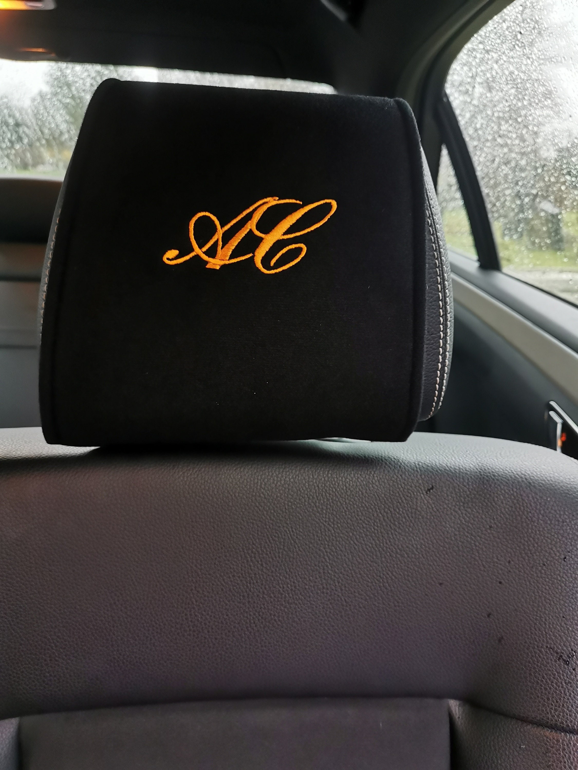 Set of 2 embroidered Car headrest covers. Choose your Etsy