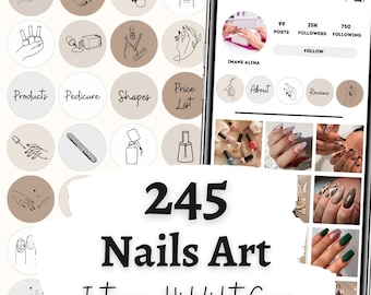 Nail Art Instagram Highlight Covers: Neutral Icons (PNG Digital Download)