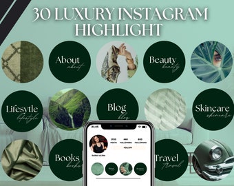 Green Luxury Instagram Highlight Covers (Digital Download)