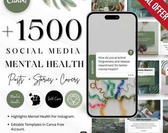 Mental Health Social Media Templates: Instagram & Facebook (Canva Editable)
