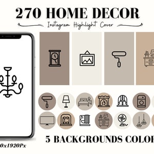 Home Interior Design Instagram Highlight Covers | 270 Home Interior, Neutral Decor Illustrations, Interior Design icon