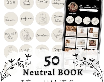 Book Instagram Highlight Covers: 50 Beige Minimalist Icons (PNG)