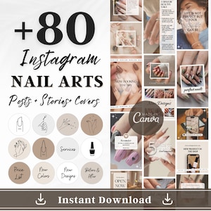 Nail Tech Instagram Post Template, Nail Artist Instagram Posts, Canva Templates for Nail Salon, Neutral Nails Technician Instagram Template