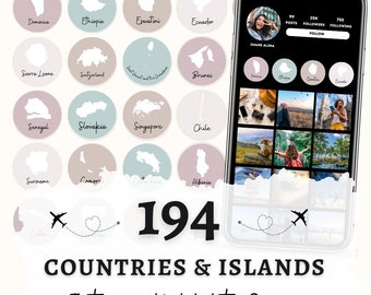 Portadas destacadas de Instagram de países e islas / Íconos de historias de blogueros de viajes (descarga digital)