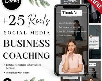 Reels de Instagram para coaching empresarial: Plantillas editables de Canva (PDF)