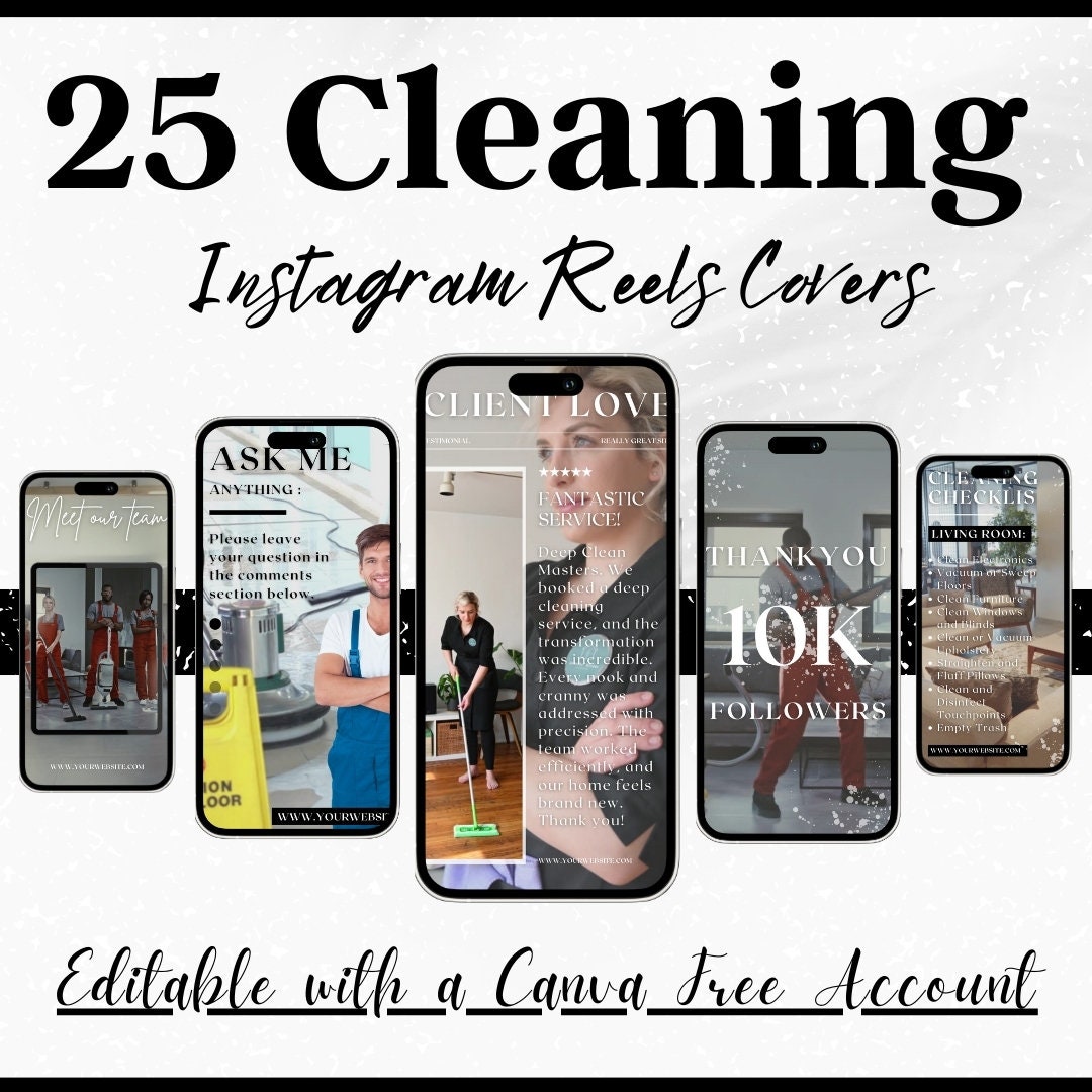 Cleaning Business Instagram Reels Templates: Editable Social Media (PDF) - Etsy
