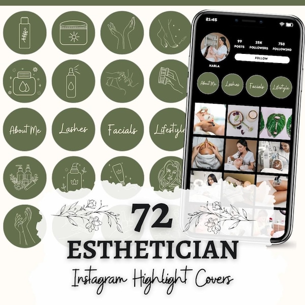 Esthetician Instagram Highlight Covers | Skincare Instagram Template | Story Highlight Icons | Spa Instagram Highlights covers