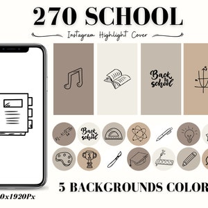 Couverture de surbrillance instagram de l'école Icônes de l'école Couvertures de surbrillance de la rentrée scolaire Icônes neutres de l'école instagram shcool pour les histoires ig