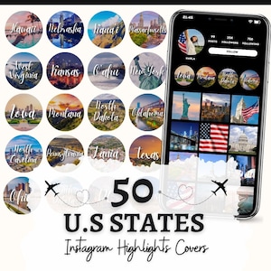 US State Highlight Instagram US State Reisegeschichten US State Icon USA Highlight Covers für Instagram USA Maps Cover für Instagram Blogger