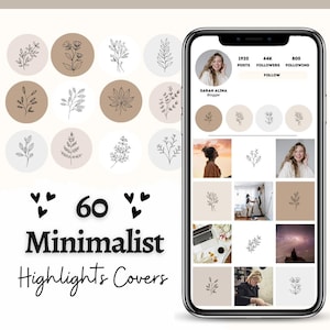 Boho Botanical Instagram Highlight Covers, Instagram Highlight Covers, 5 Neutral Backgrounds for Instagram Stories, Flowers Highlights insta