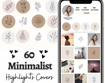 Boho Botanical Instagram Highlight Covers: 75 Neutral Floral Designs (PNG)