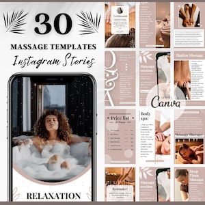 Massage Therapy Social Media Kit Massage Stories Templates for Instagram, earth tones spa Story, Self Care template instagram, Therapy Story