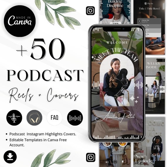 Podcast Instagram Reels Templates: Editable Video Marketing (Digital Download)