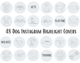 Copertine in evidenza di Instagram con disegni di cani minimalisti (48 PNG)