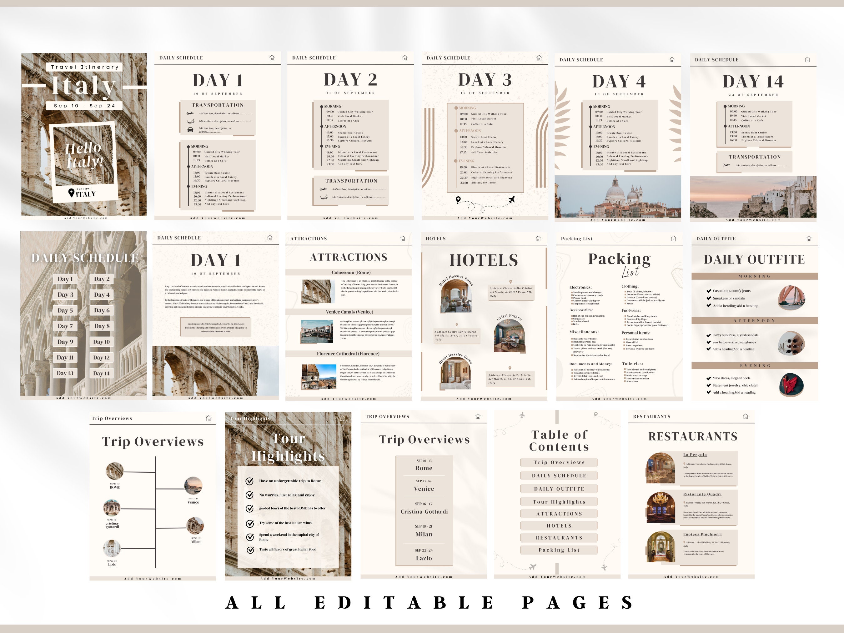 Editable Travel Itinerary Template: Mobile Travel Planner (digital) - Etsy