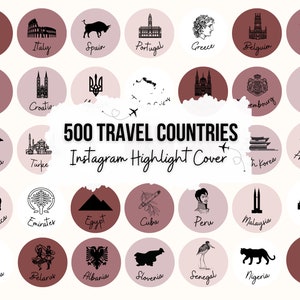Pays Instagram Highlight Covers Voyage Pays Illustrations pour Instagram Stories Travel Tour Highlight Covers pour Instagram