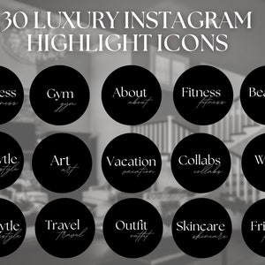 Luxury social media covers | LUXURY Instagram story highlight Covers | Black aesthetic Instagram highlight covers| Canva IG Highlight icons