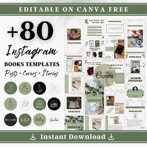 Books Instagram Posts Templates, Minimalist Bookstagram Templates, Editable Book Instagram Story, Posts, Stories Templates & Highlight cover