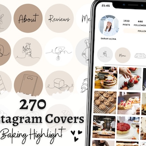 Baking Instagram Highlight Covers | Bakery Icons | Neutral Baking Instagram Stories  Neutral Baking Highlight | Baking Blogger Highlight