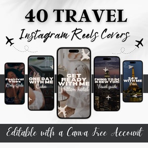 Travel Instagram Reels Covers, Editable Travel Instagram Video Reel Templates Canva, Travel Agent Social Media