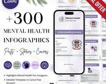 Infografiche sulla salute mentale: modelli per Instagram e Facebook (Canva)