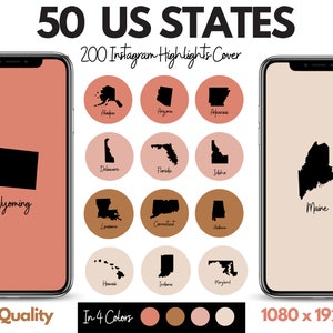 Mapas dos EUA destacam ícones de mapas dos estados dos EUA do instagram EUA blogger capas de destaque neutras estados dos EUA capas de destaque para instagram usa story ig