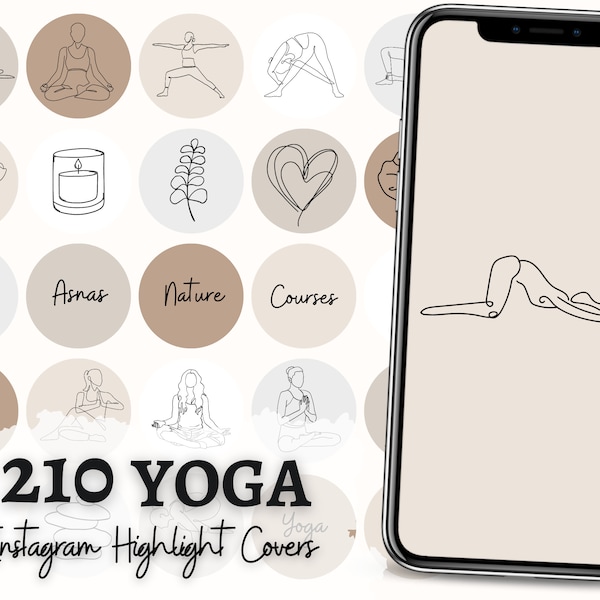 Yoga Instagram Highlight Covers | Meditation Highlight covers | Minimalist Line Art Yoga , Yoga Coach Icons | Neutral Yoga instagram stories